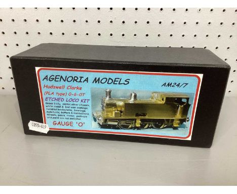 An O gauge unmade Angenoria model brass kit of a 0-6-0 locomotive 'Hudswell Clarke', unchecked for completeness.