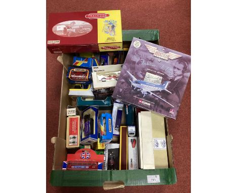 Approximately thirty diecast model vehicles from Matchbox, Corgi, Trackside etc. boxed.