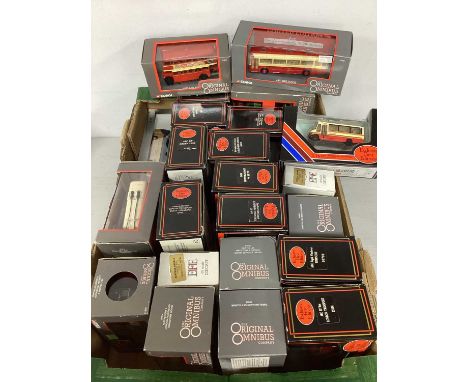 Approximately twenty-four 1:76th scale Diecast model buses from EFE and Corgi, boxed.