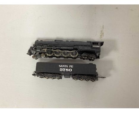 A Bachmann N Gauge Outine American 4-8-4 Steam Locomotive and Tender A.T. &amp; S.F., Santa Fe 3780, untested.