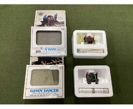 Two HO Gauge Bachmann Gandy Dancer Electrically Powered Hand Cars, untested, boxed.