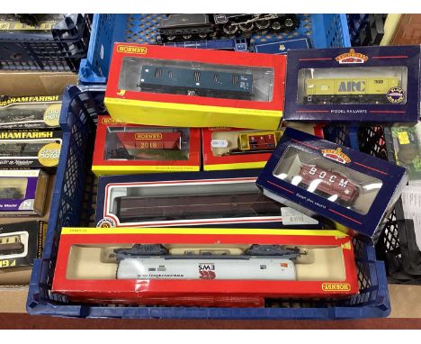 Eight OO Gauge Rolling Stock Items by Hornby, Bachmann including Hornby R6336 EWS 100 Ton Tank Wagon, boxed.