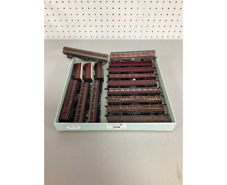 Sixteen N Gauge Outline British Coaches by Dapol, Bachmann and other, playworn.