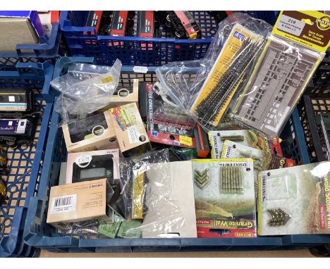 A Quantity of N Gauge Diecast Model Lineside Vehicles, Track Points, Rolling Stock, Accessories by Oxford, Peco, Hornby and o