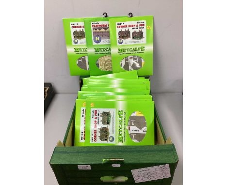 Approximately Thirty Five N Gague Cardboard Model Lineside Building and Accessory Kits by Metcalfe, unmade.