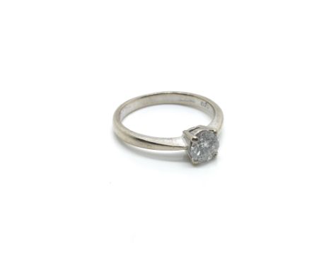 An 18ct white gold and solitaire diamond ring, 0.75ct with certificate, ring size approximately N, total weight approximately