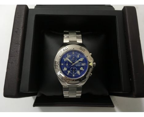 A boxed gents Emmersion Storm chronograph wrist watch with date aperture, and numerals on the bezel.