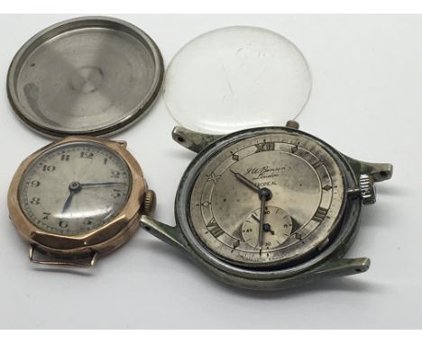 A vintage gold cased lady's watch and JW Benson vintage Tropical watch (2)