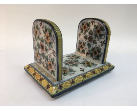 A French faience patterned ceramic bookend.