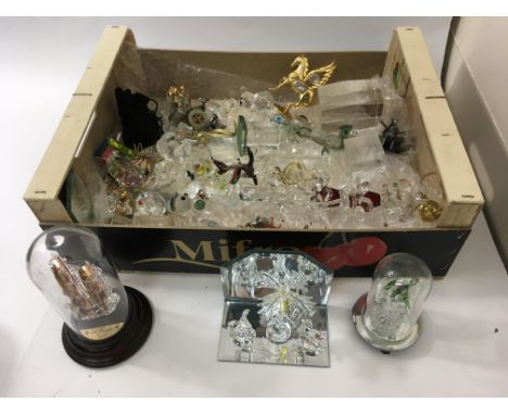 A small collection of crystal ornaments and ceramic odds including a Doulton Rupert and Waterford