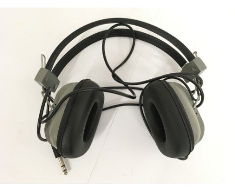 A pair of vintage Tandy headphones.