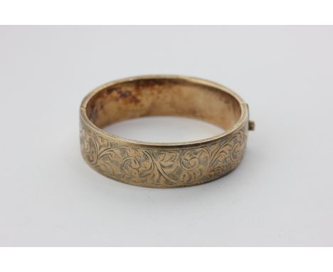 A silver gilt hinged bangle, 26.5g