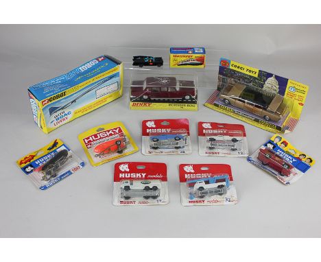 A Dinky model motor car, Mercedes-Benz 600, a Corgi executive limousine, and Bac-Sud Concorde, together with a Corgi hovercra