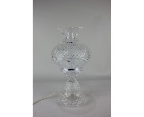 A 20th century Waterford crystal cut glass table lamp with globular shade 36cm high