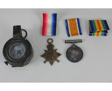 A pair of First World War medals awarded to 1281 PTE R A Seward 2-RHO DESTA Regt, with three ribbons, and a Second World War 