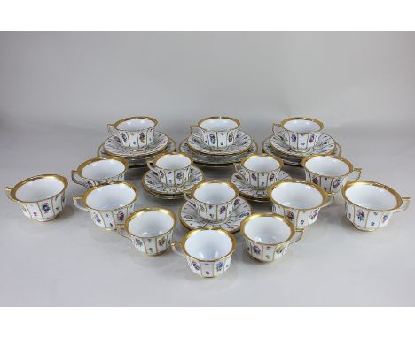 A Royal Copenhagen porcelain part tea and coffee set comprising six tea plates, nine teacups, six saucers, six coffee cups, a