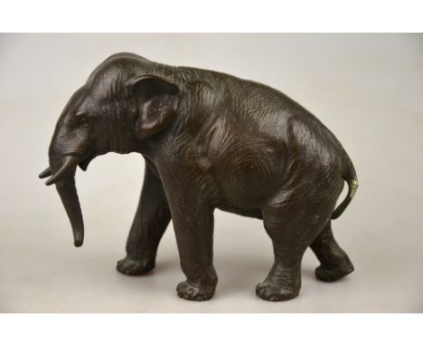A Japanese bronze study of an Asian elephant, 12 cm h.,signed, Meiji Condition Report Tail soldered. Tip of trunk missing