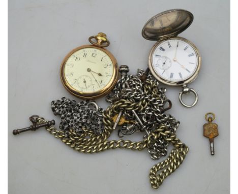 A Continental 'Fine Silver' hunter pocket watch retailed by J. Walker, The Strand, London, with keywind movement, to/w a Harr