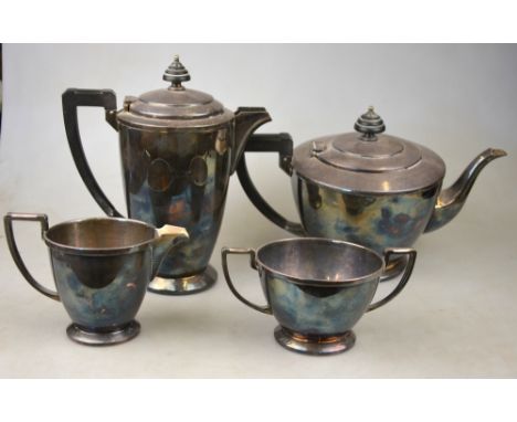 A Mappin & Webb Art Deco four-piece tea service including hot water jug