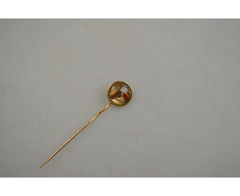 A Victorian stick pin featuring reverse intaglio crystal horse's head, in original leather fitted case Condition Report Prove