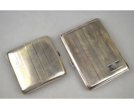 Two engine-turned cigarette cases, Birmingham 1922/1931, 8.6 oz