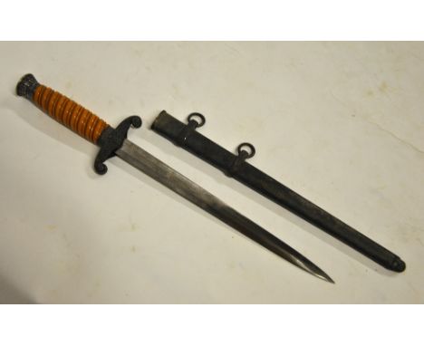 A WW2 German officer's dagger with Eikhorn blade, nickel mounts and composite handle Condition Report Swastika removed from e