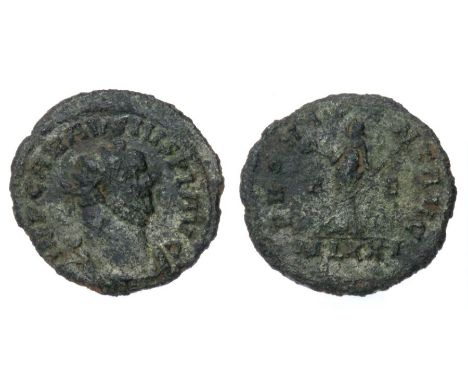 Carausius Antoninianus. London, AD 290-91. Billon, 3.7 grams. 25 mm. Radiate bust right, IMP CARAVSIVS P F AVG. Reverse: PROV