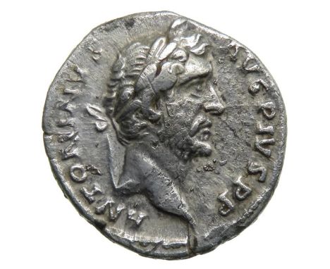 Antoninus Pius Denarius.  Rome, AD 145. Silver, 2.63 grams. 17.21 mm. Laureate bust right, ANTONINVS AVG PIVS PP. Reverse: TR