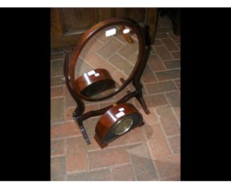 A Weir &amp; Sons of Manchester mahogany cased mantel clock, together with a toilet mirror 