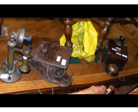 A railway phone, candlestick phone and one other 