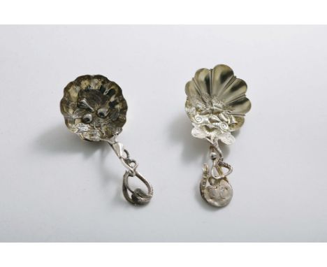 HILLIARD &amp; THOMASON:- A Victorian caddy spoon with a fruit &amp; tendril stem and a gilt bowl chased with fruit &amp; lea