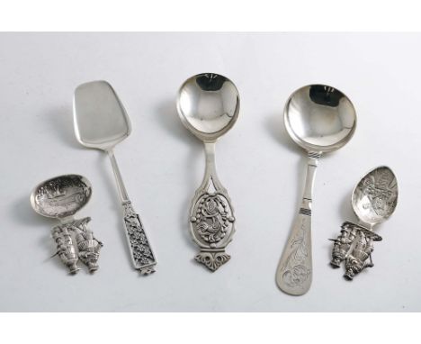 A NORWEGIAN SPOON pierced with a stylised lion on the terminal, by Magnus Asse, Bergen c.1930, a Norwegian spoon with an engr