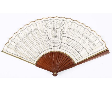 FANOLOGY OR THE LADIES CONVERSATION FAN Plain wood guards and sticks, paper leaves, uncoloured and printed with Directions, Q