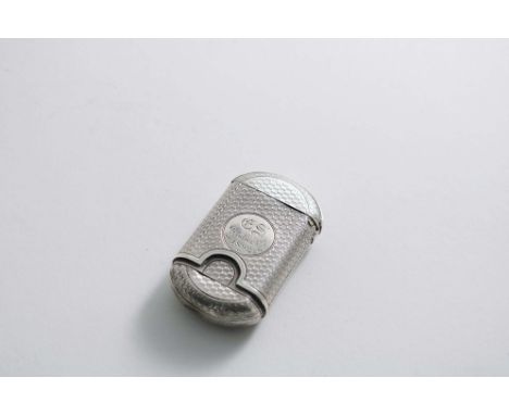 A VICTORIAN ENGINE-TURNED VESTA CASE resembling a leather cigar case of the period, the cartouche initialled &amp; dated "Oct
