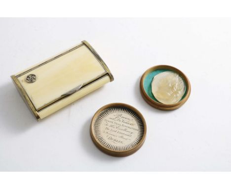 AN EARLY 20TH CENTURY SILVERGILT-MOUNTED IVORY CIGARETTE CASE with an applied monogram, by Callow (of Mount Street, London 19