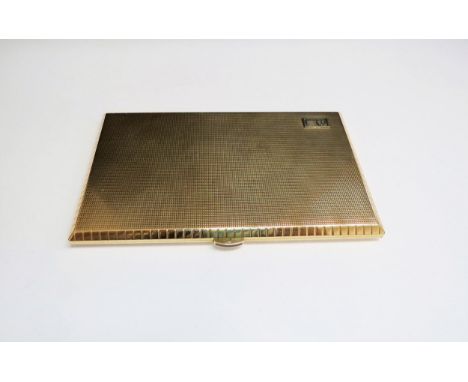 A 9ct gold cigarette case with monogram to corner, engine turned detail, 14cm x 8.5cm, 187g 