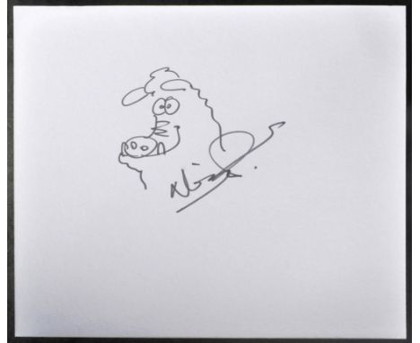 Aardman Animations - Nick Park - Early Man - hand drawn sketch of the character Hognob from the movie. Signed in black ink. U