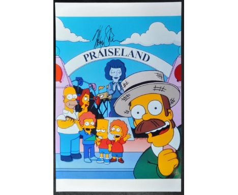 Harry Shearer - The Simpsons (voice of Ned Flanders and others) - autographed 8x12" ' Praiseland ' photo. Signed in black ink