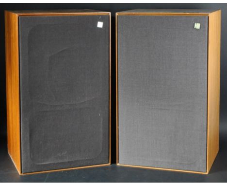 KEF - Cadenza - A matching pair of large teak cased speakers type SP1024, 8OHMS. Serial No. 68661 and 69305. Each with mesh c