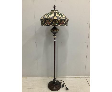 A Tiffany style leaded glass lamp standard, height 164cm. Condition - good