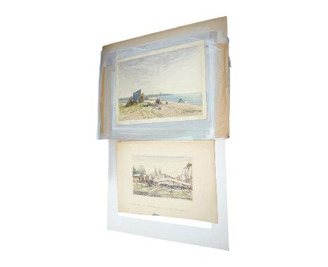 Sydney Maiden (1893-1963), folio of watercolours, largest 31 x 48cm; 1. The Marketplace, Blois 1947, 15.5 x 24cm2. Thorpeness