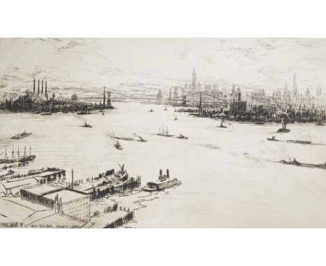 James McBey (1883-1959), drypoint etching, 'New York, March 1930' (East River, Sunset), signed in ink and numbered XXXVI, 20.