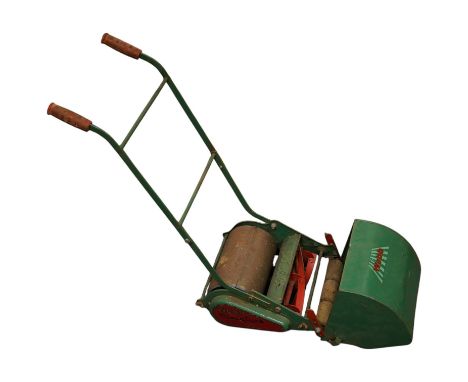 A late 1950s child's Webb push along scale model lawn mower, with Webb transfers to the grass box and side of the body and ru