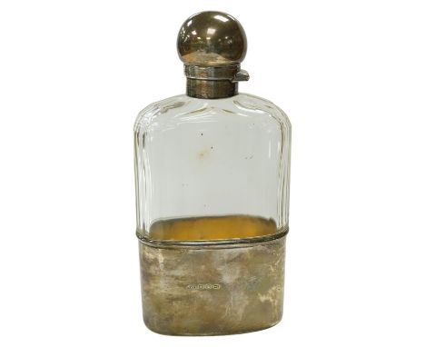 A late Victorian silver mounted cut glass pocket flask, 15cm. Condition - good