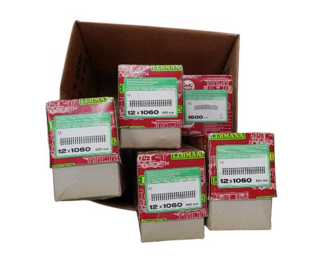 Five boxes of Lehmann LGB G scale railway track sections; 4x 600mm straight sections (1060) and a box of curved sections (160