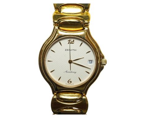 A gentleman's modern gold plated Zenith Academy quartz wrist watch. Condition - fair