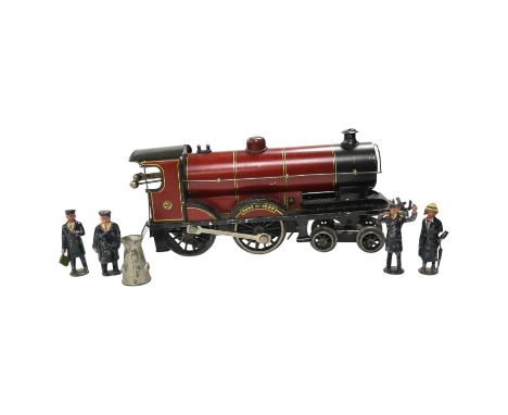 A Bassett Lowke O gauge tinplate clockwork 4-4-0 tender locomotive (missing tender), Duke of York, together with four Crescen