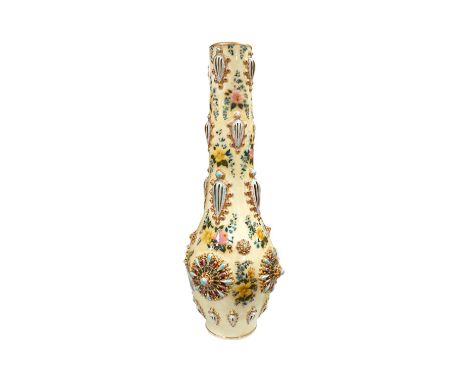 A large Zsolnay ‘jewelled’ vase, 61cm. Condition - restoration to rim