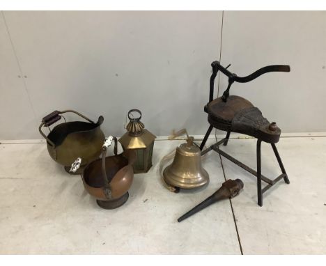 A bronze ship's bell, bellows, etc. Condition - fair
