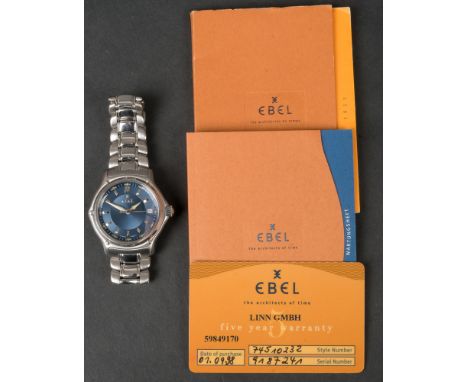Herrenarmbanduhr „Ebel“, mit Edelstahlgehäuse und Quarzwerk, D=35 mm. (Funktion ungeprüft)